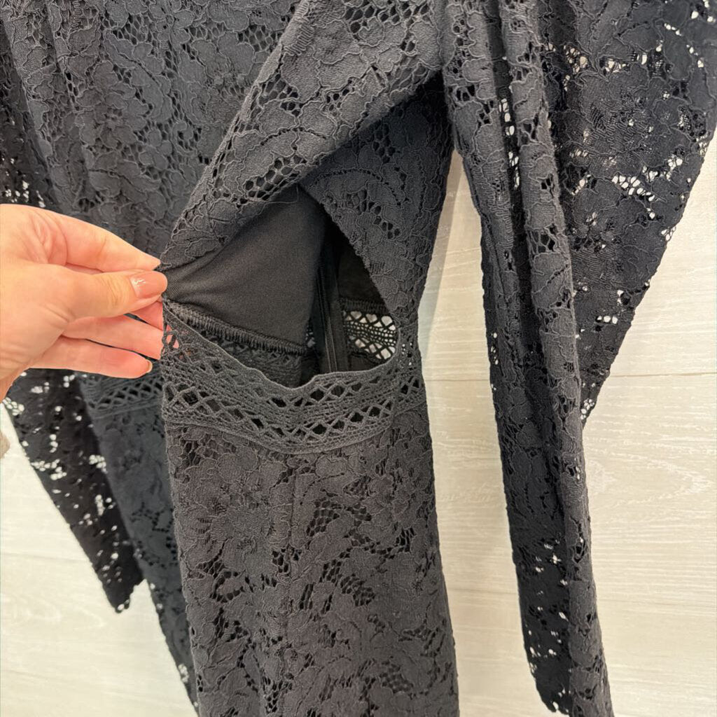 Express Black Lace Long Sleeve Cut Out Sides Dress Medium