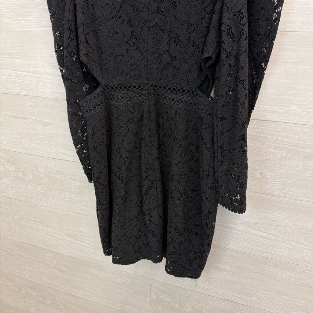 Express Black Lace Long Sleeve Cut Out Sides Dress Medium