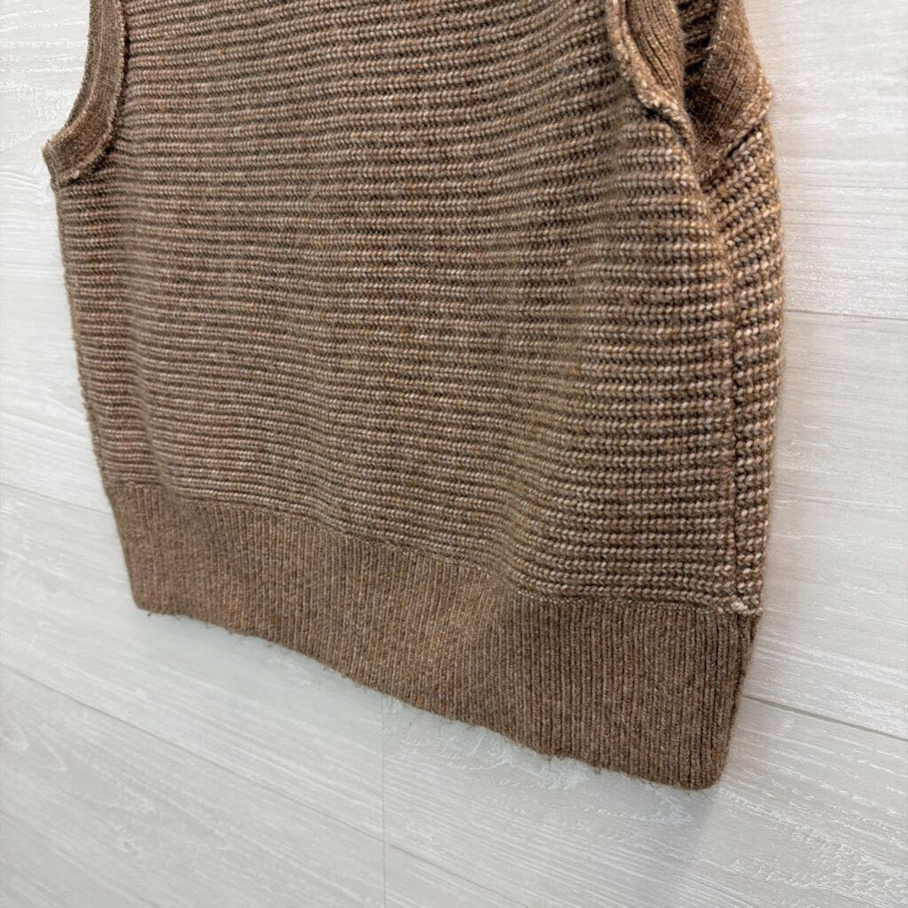 Sincerely Jules Brown Knit Button Front Sleeveless Sweater Top Large