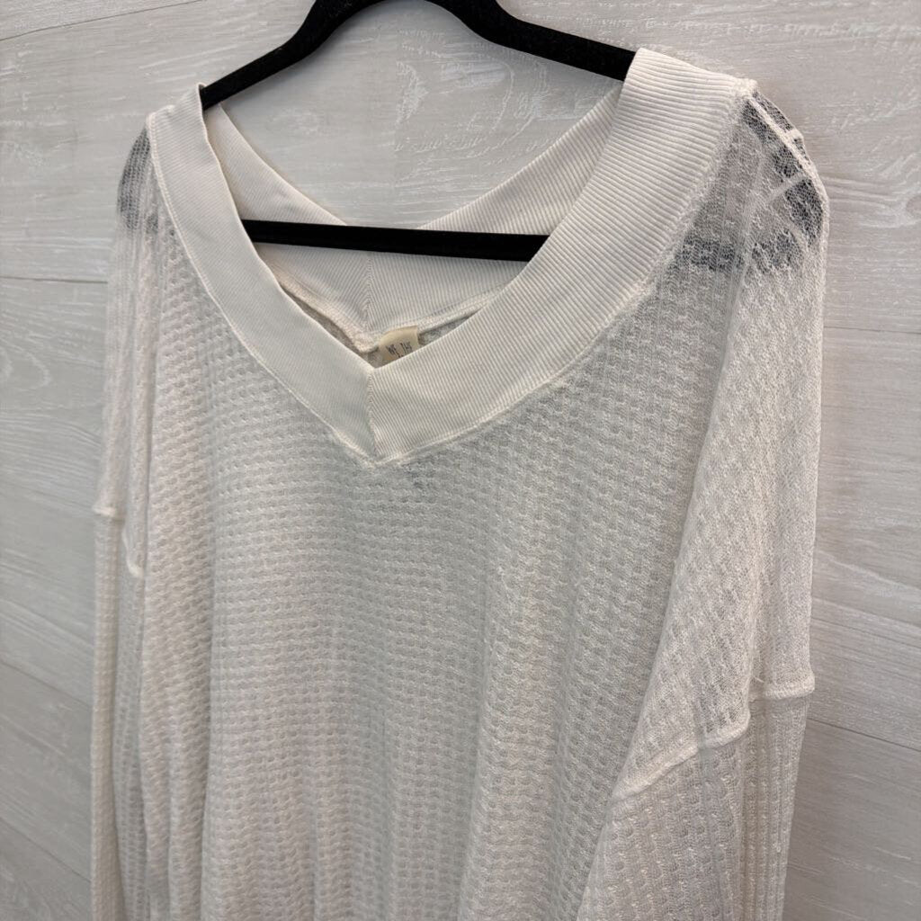 We The Free White Knit Slouchy Long Sleeve Top Medium