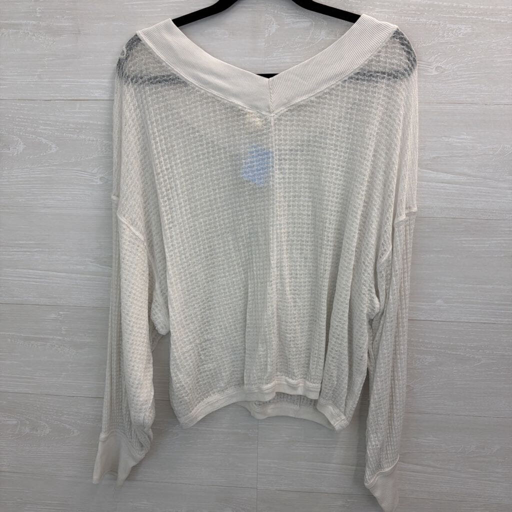 We The Free White Knit Slouchy Long Sleeve Top Medium