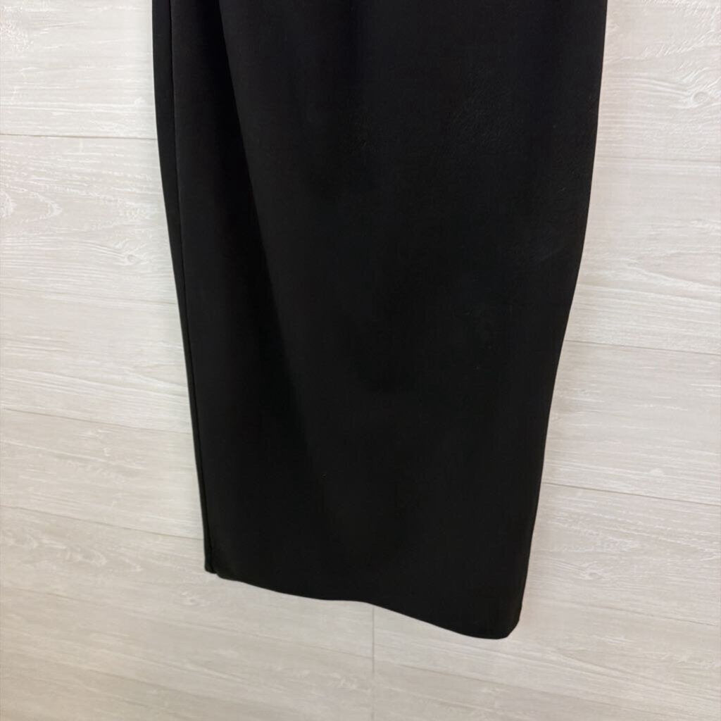 Express Black Silky High Neck Midi Dress