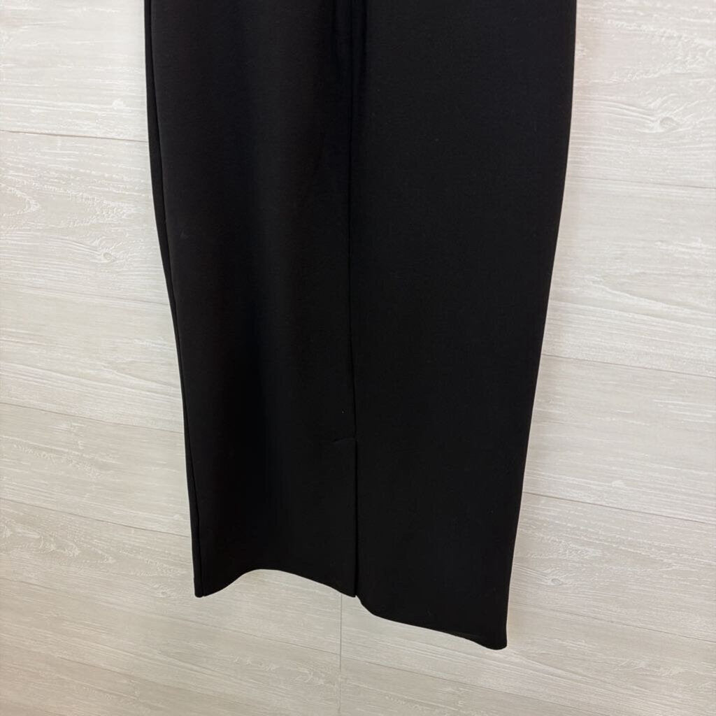 Express Black Silky High Neck Midi Dress