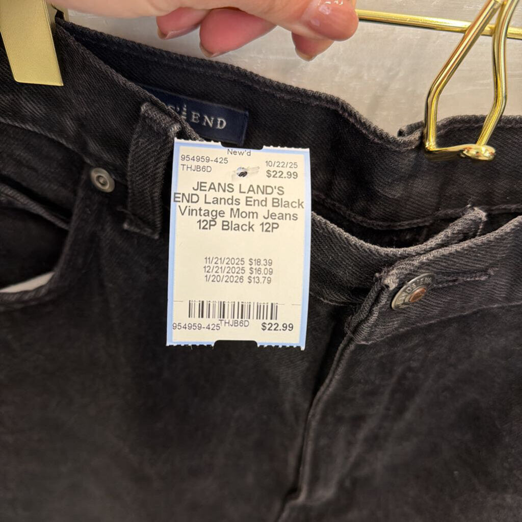 Lands End Black Vintage Mom Jeans 12P