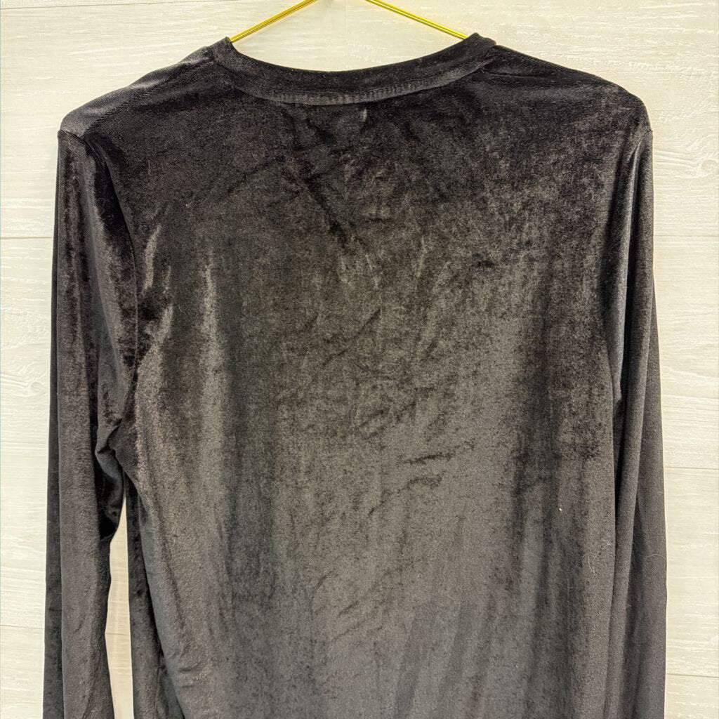 Asos Black Velvet Long Sleeve Top Medium