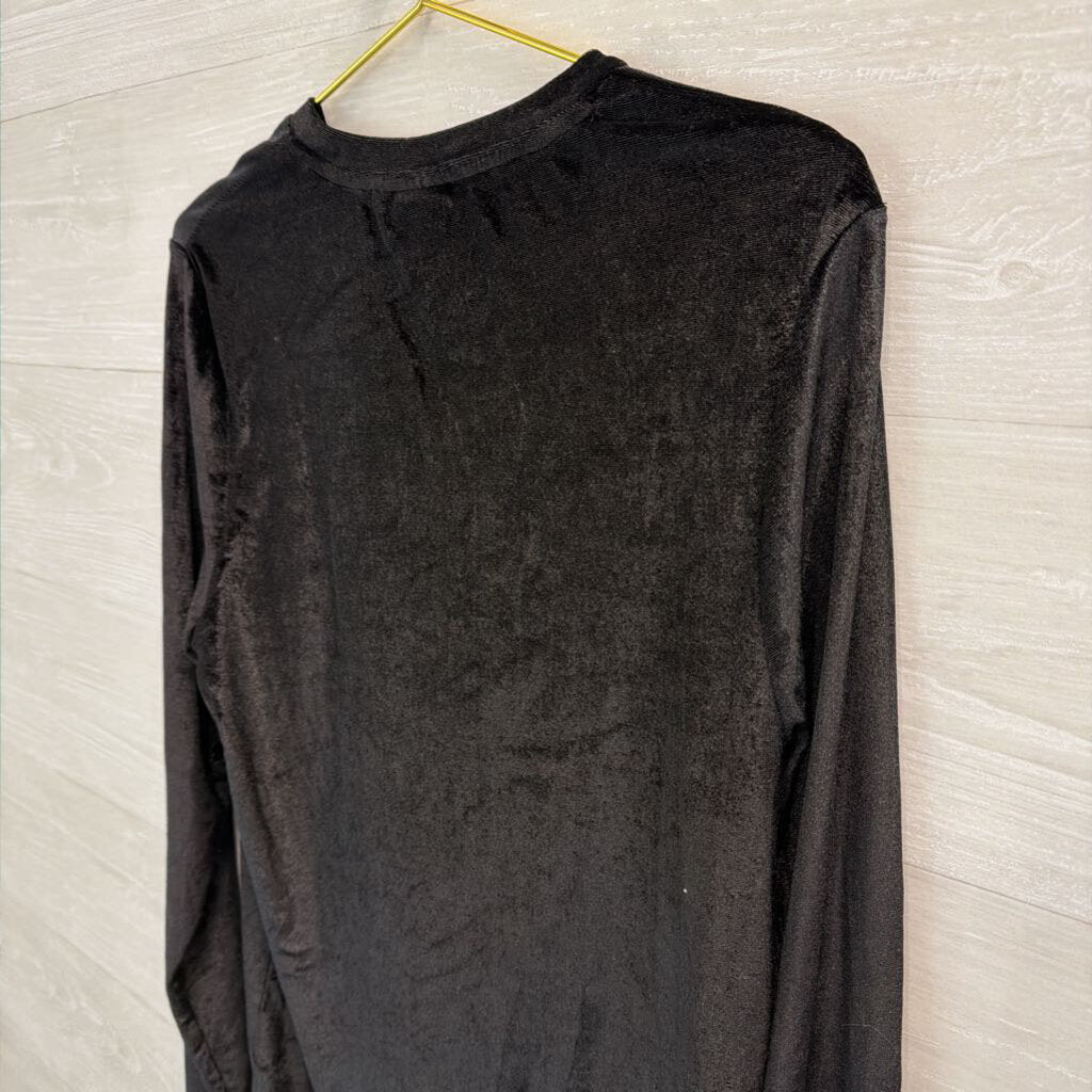 Asos Black Velvet Long Sleeve Top Medium