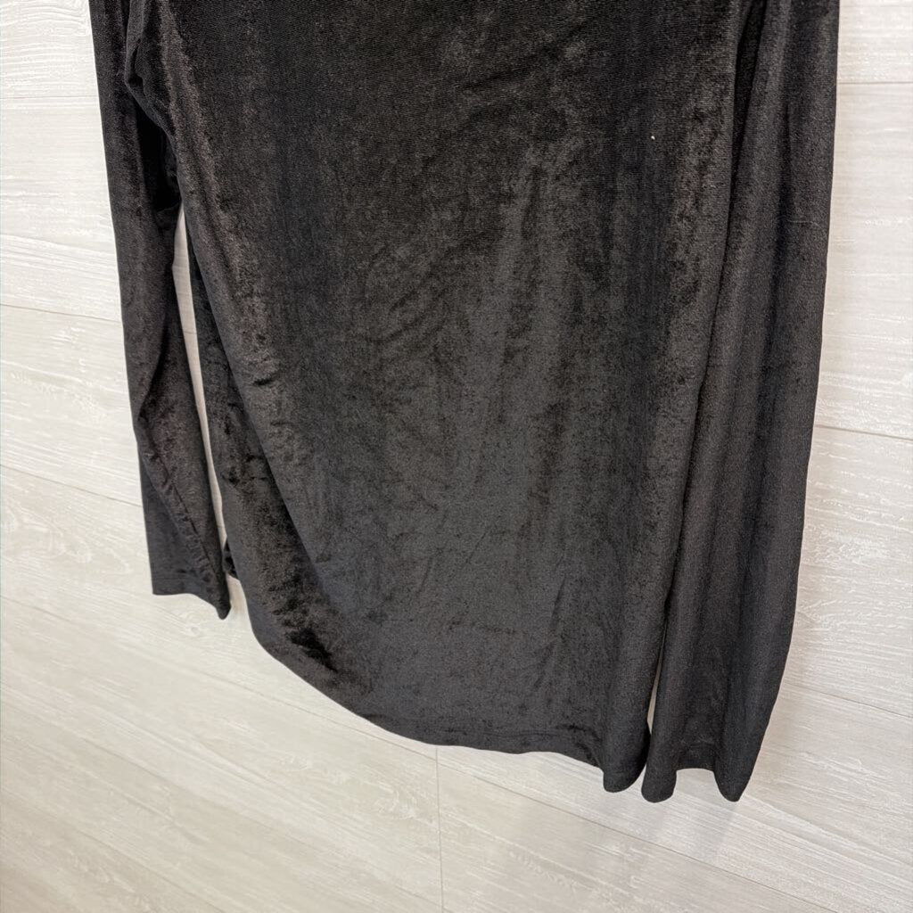 Asos Black Velvet Long Sleeve Top Medium