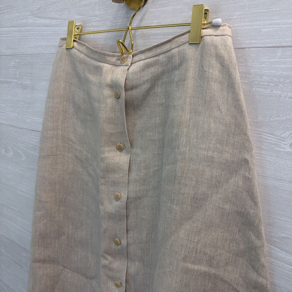 Talbots Brown 100% Linen Midi Skirt 8