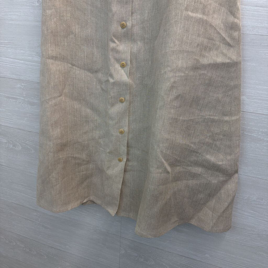 Talbots Brown 100% Linen Midi Skirt 8