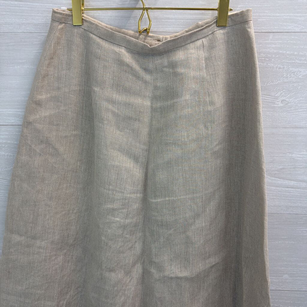 Talbots Brown 100% Linen Midi Skirt 8