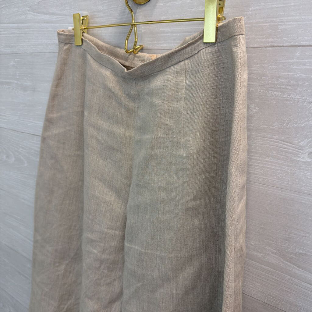 Talbots Brown 100% Linen Midi Skirt 8