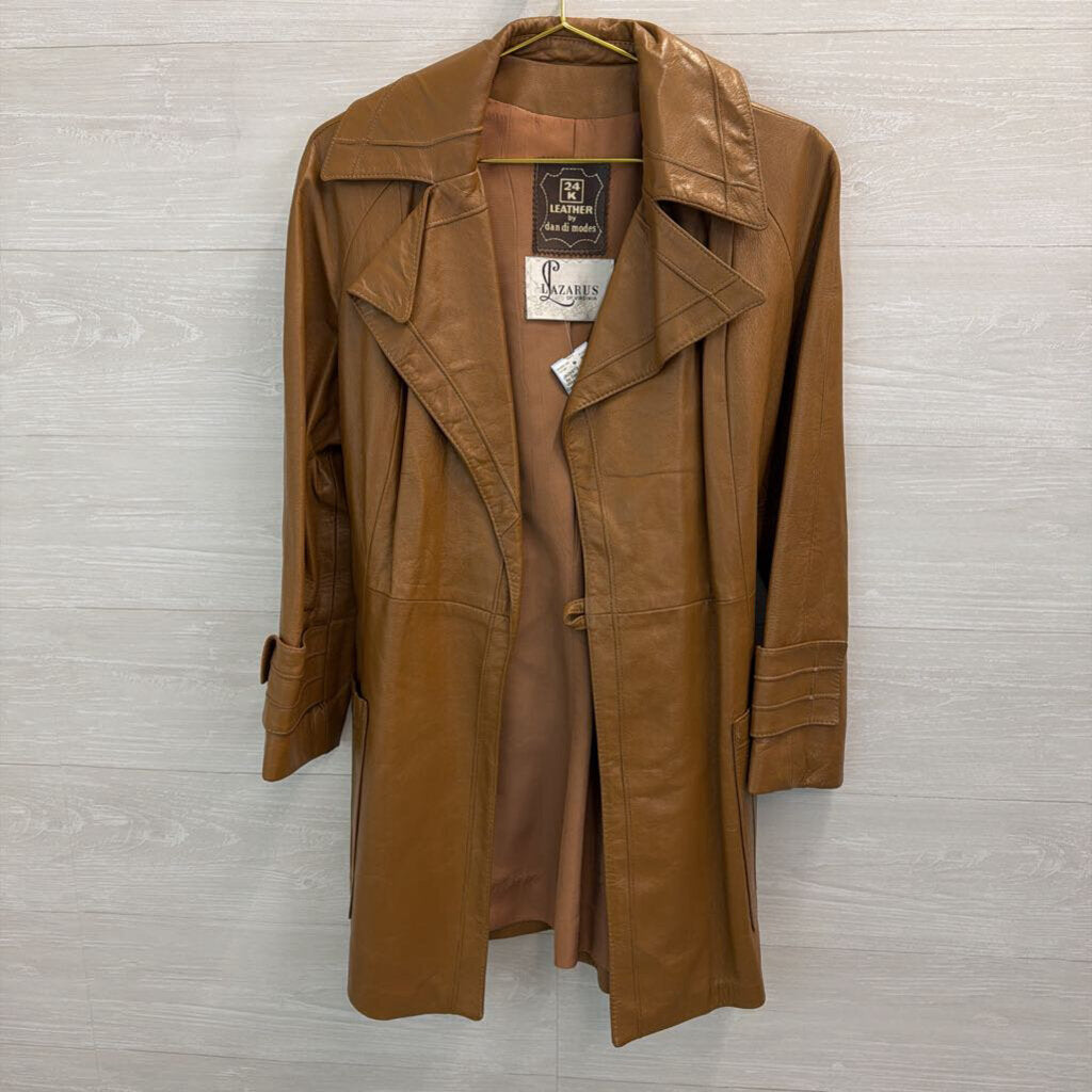 Vintage Leather by Dan Di Modes Brown Leather Tie Waist Jacket 14