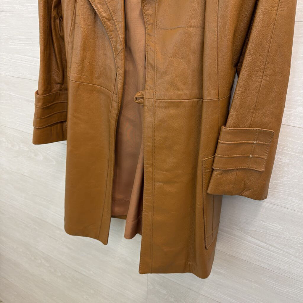 Vintage Leather by Dan Di Modes Brown Leather Tie Waist Jacket 14
