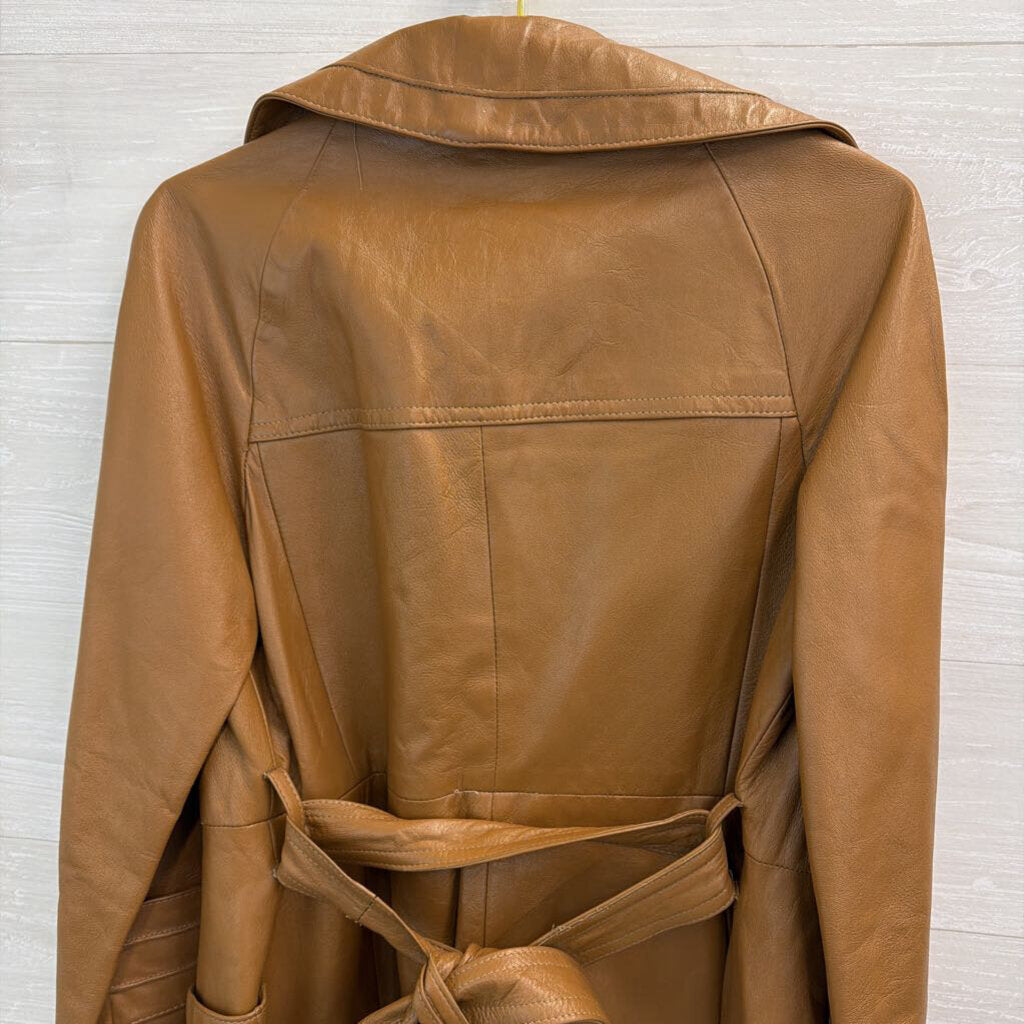 Vintage Leather by Dan Di Modes Brown Leather Tie Waist Jacket 14