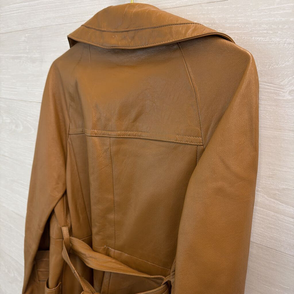 Vintage Leather by Dan Di Modes Brown Leather Tie Waist Jacket 14