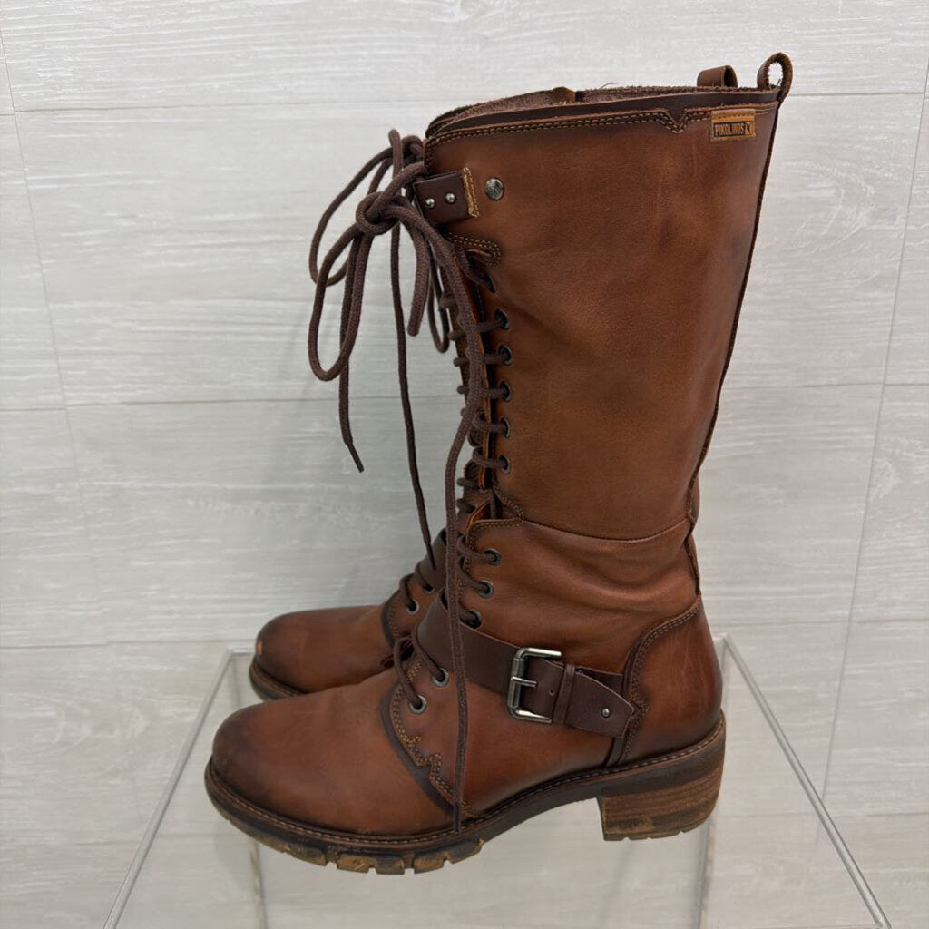 Pikolinos Brown Leather San Sebastia Tall Boots 39