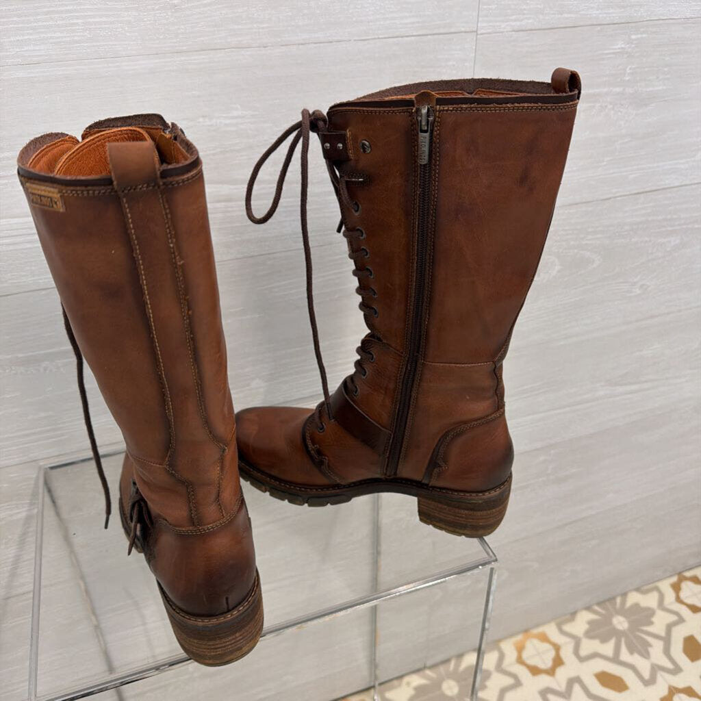 Pikolinos Brown Leather San Sebastia Tall Boots 39