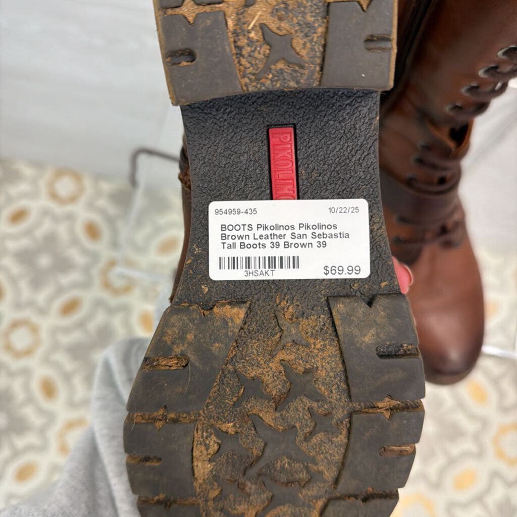 Pikolinos Brown Leather San Sebastia Tall Boots 39