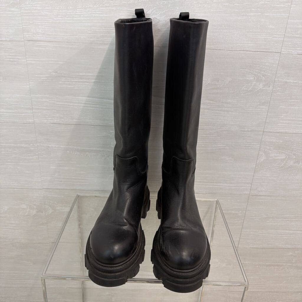 Steve Madden "Esme" Black Leather Chunky Boots