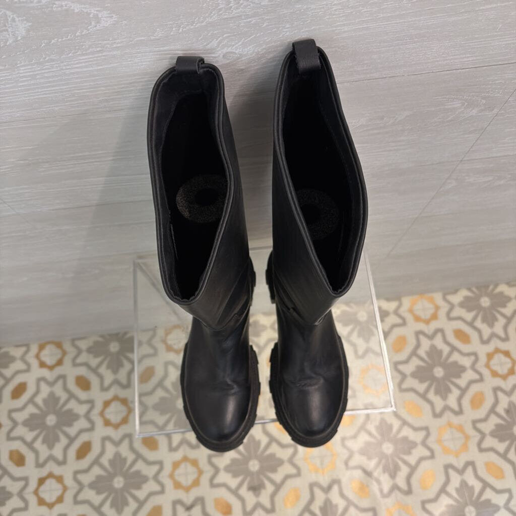 Steve Madden "Esme" Black Leather Chunky Boots