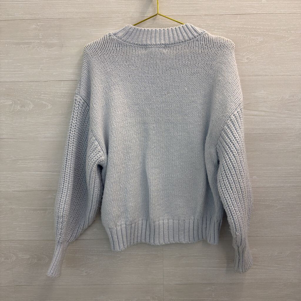 Blue Chunky Knit Long Sleeve Sweater Top Medium