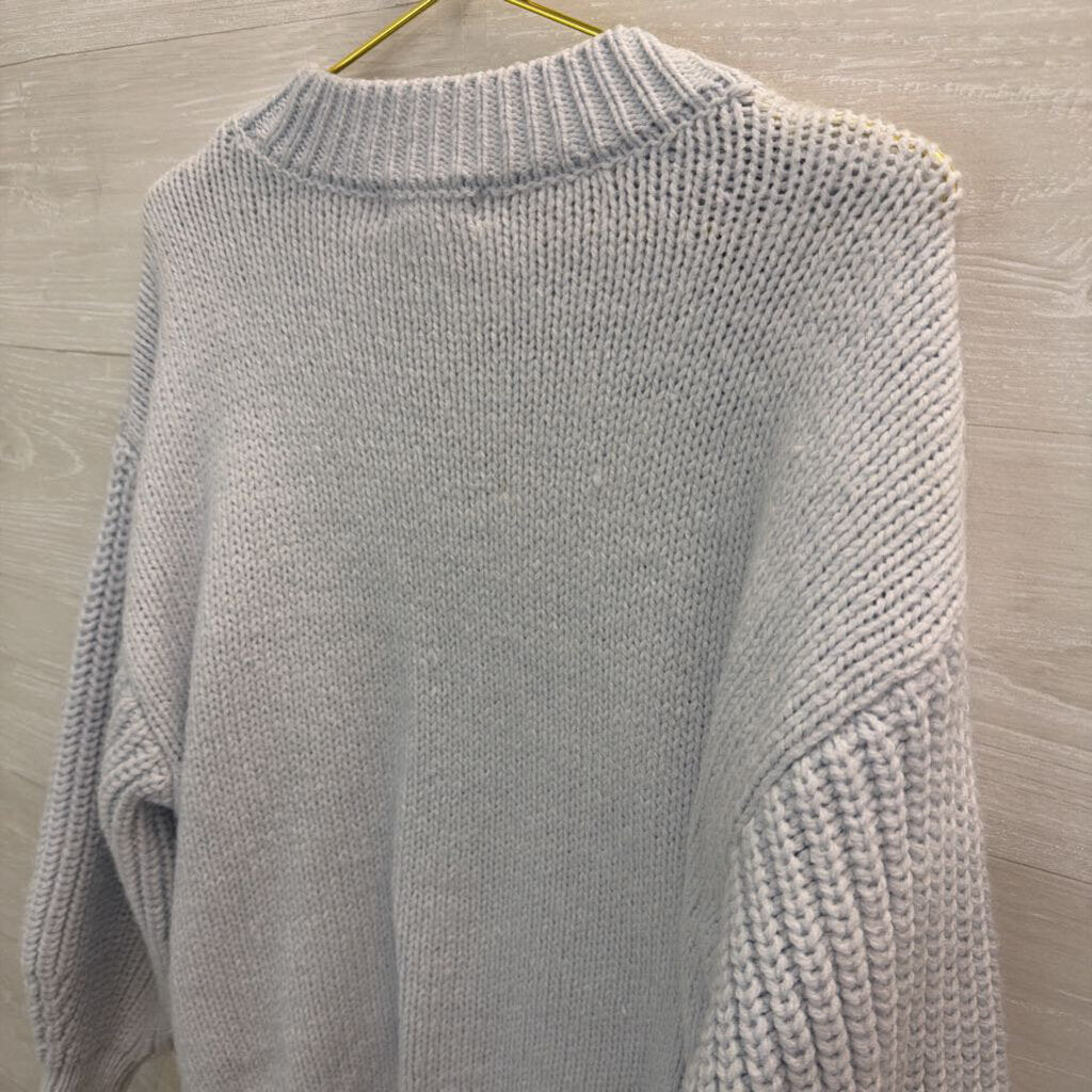 Blue Chunky Knit Long Sleeve Sweater Top Medium