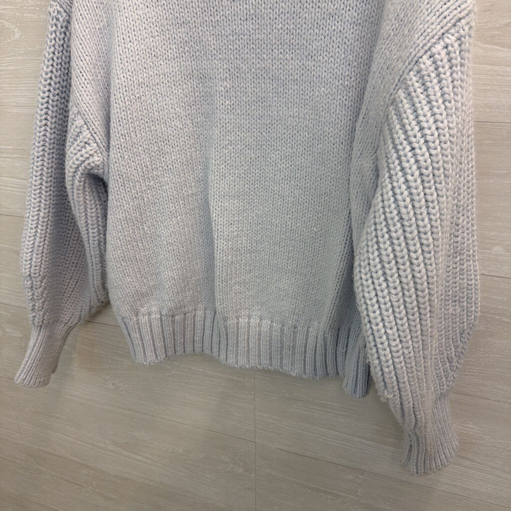 Blue Chunky Knit Long Sleeve Sweater Top Medium