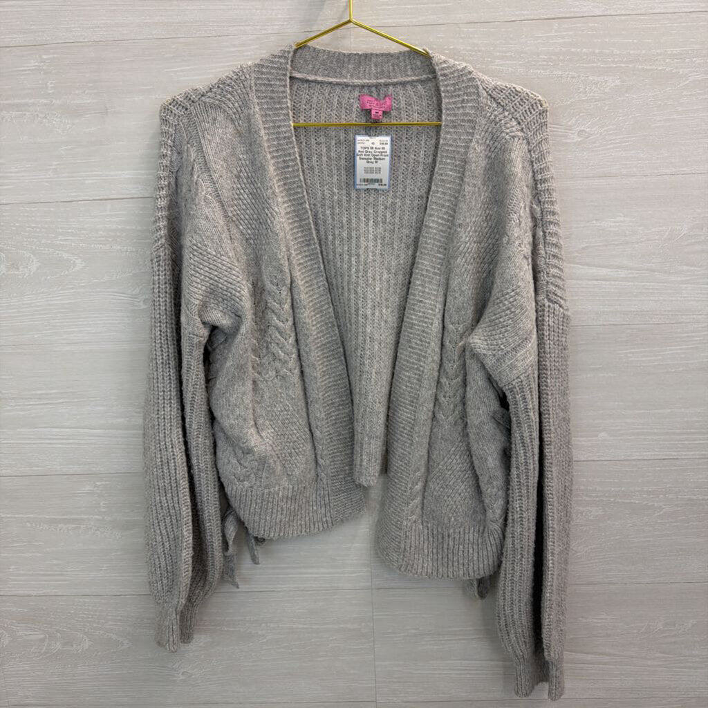 Mi Ami Grey Cropped Soft Knit Open Front Sweater Medium