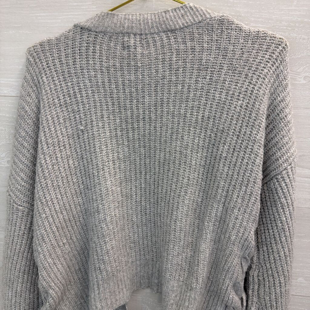 Mi Ami Grey Cropped Soft Knit Open Front Sweater Medium