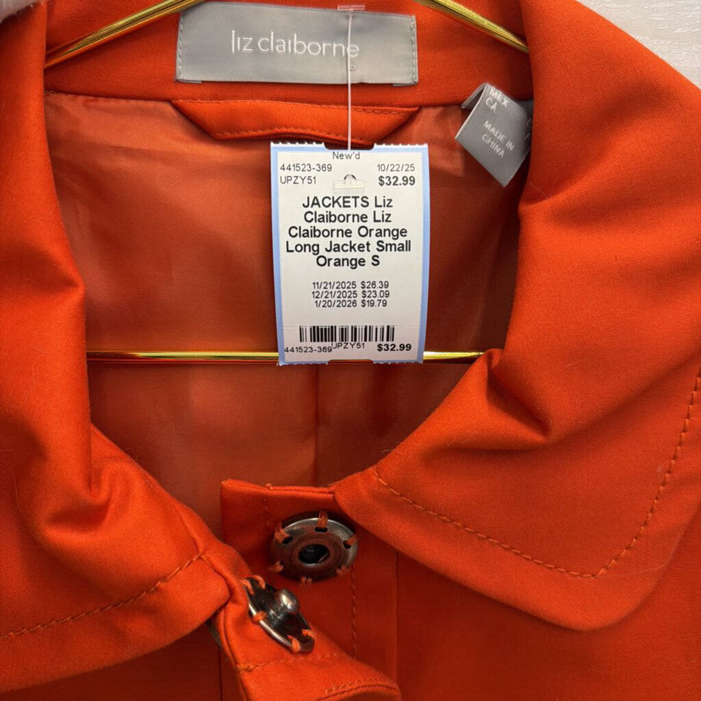 Liz Claiborne Orange Long Jacket Small