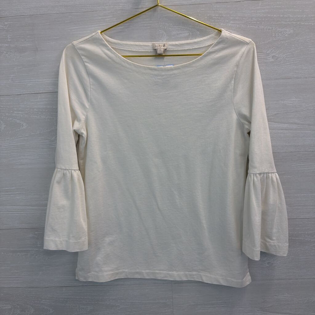J Crew Cream Long Bell Sleeve Top Small