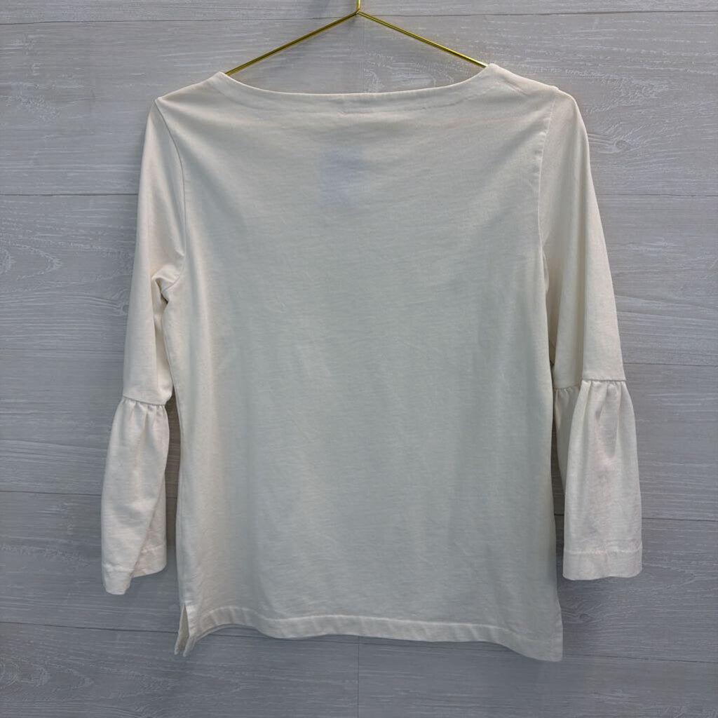 J Crew Cream Long Bell Sleeve Top Small