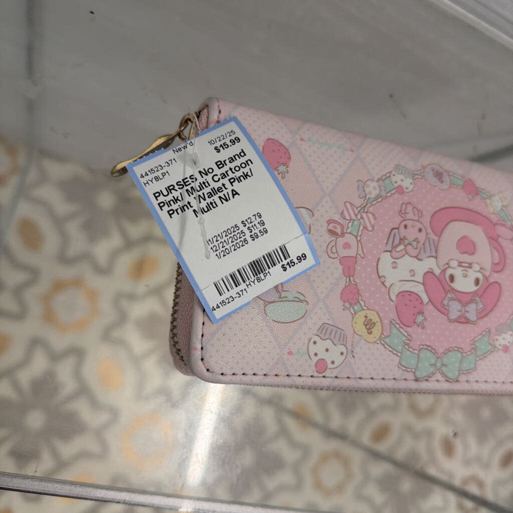 Pink/ Multi Cartoon Print Wallet
