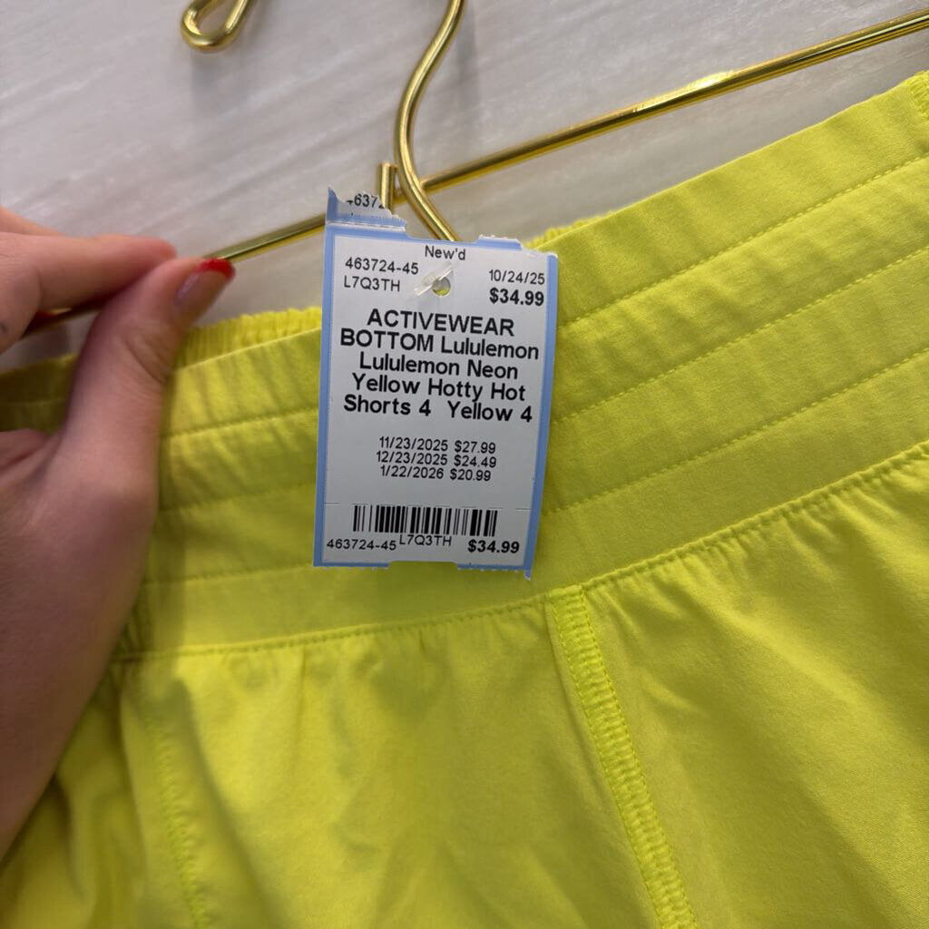 Lululemon Neon Yellow Hotty Hot Shorts 4