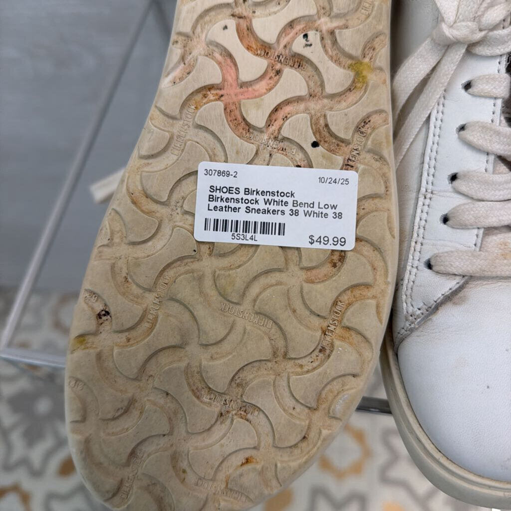 Birkenstock White Bend Low Leather Sneakers 38