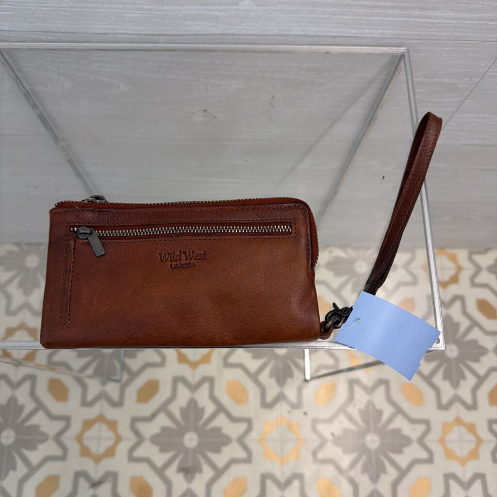 Wild West Brown Leather Wristlet Wallet