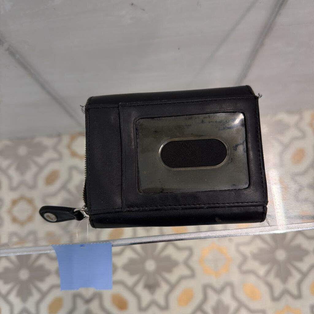 Coach Black Leather Fold Over Small Wallet