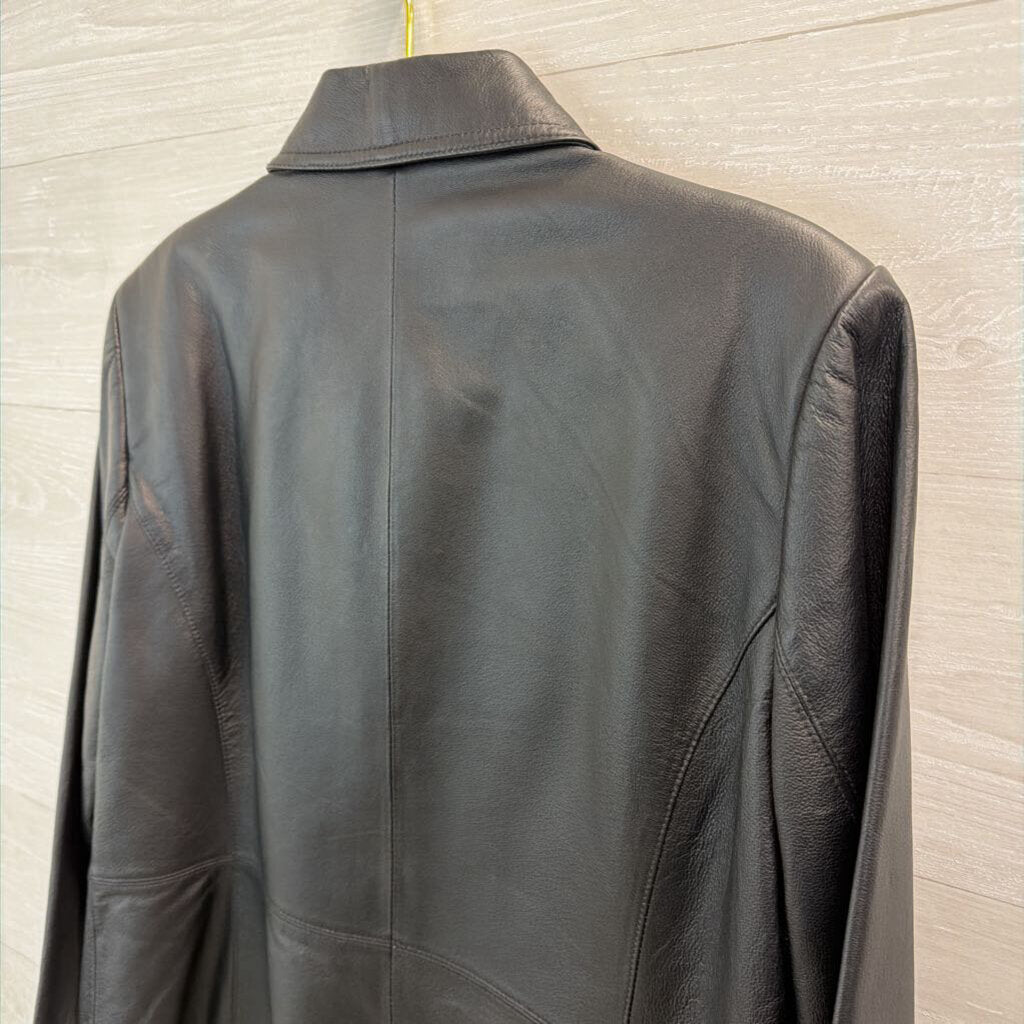 Worthington Black Leather Zip Up Jacket Extra Large Petite
