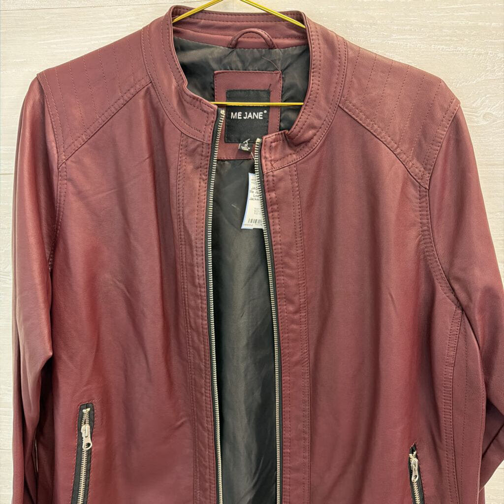 Me Jane Purple Faux Leather Zip Up Jacket 1X