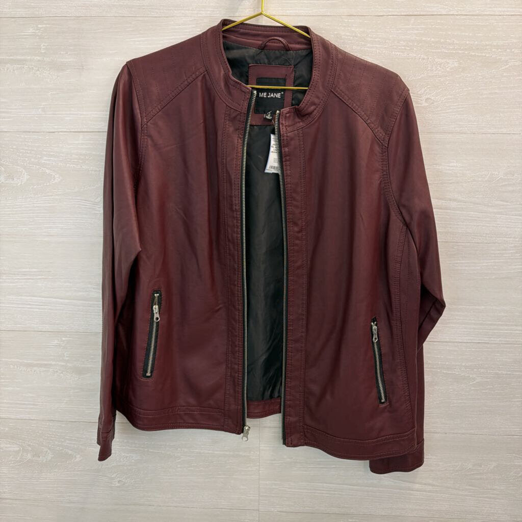 Me Jane Purple Faux Leather Zip Up Jacket 1X