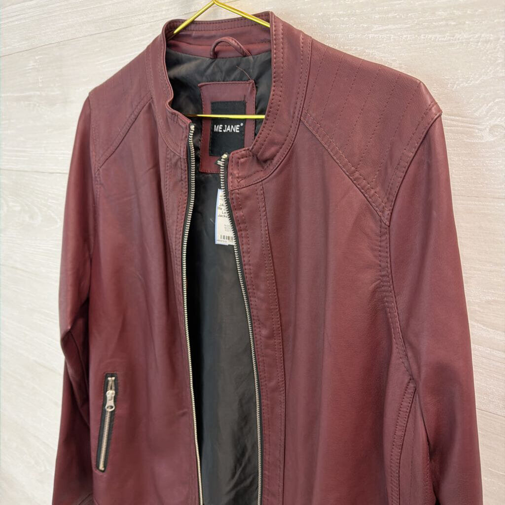 Me Jane Purple Faux Leather Zip Up Jacket 1X