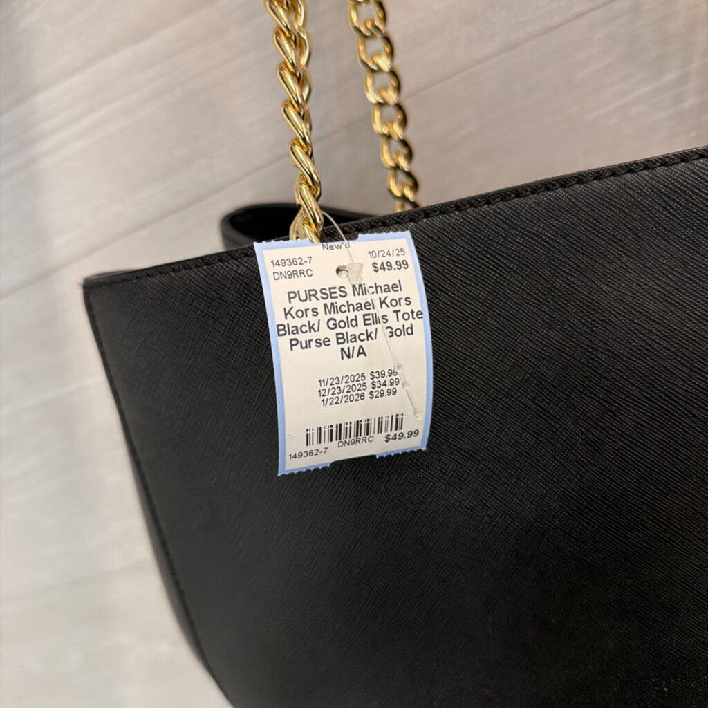 Michael Kors Black/ Gold Ellis Tote Purse