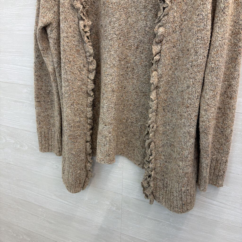 Christopher and Banks Brown Knit Ruffle Trim Cardigan Sweater Extra Large