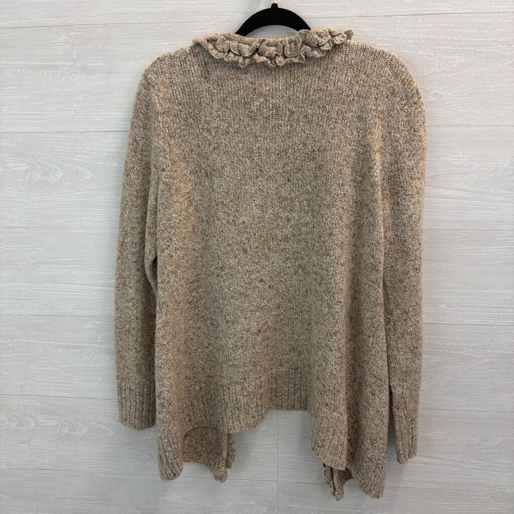 Christopher and Banks Brown Knit Ruffle Trim Cardigan Sweater Extra Large