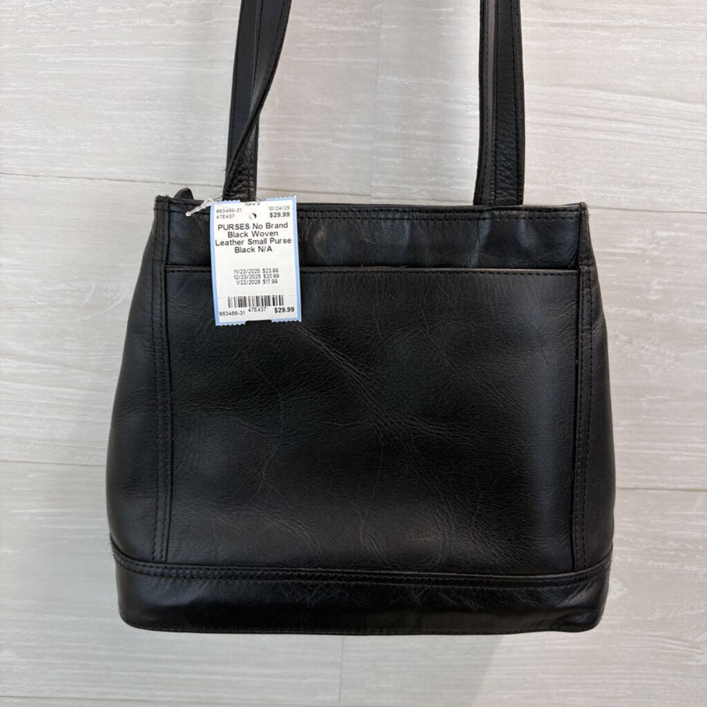 Black Woven Leather Small Purse