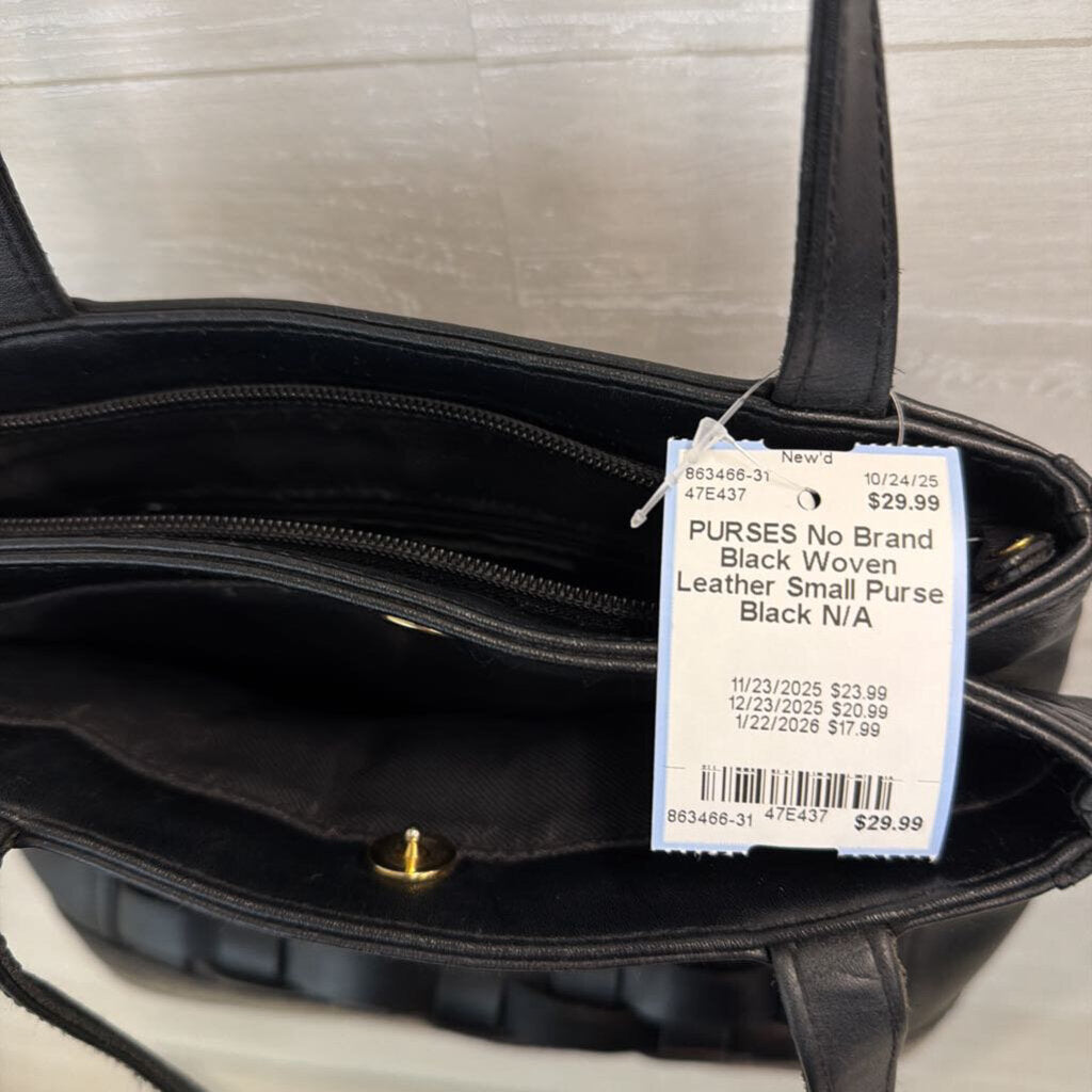 Black Woven Leather Small Purse