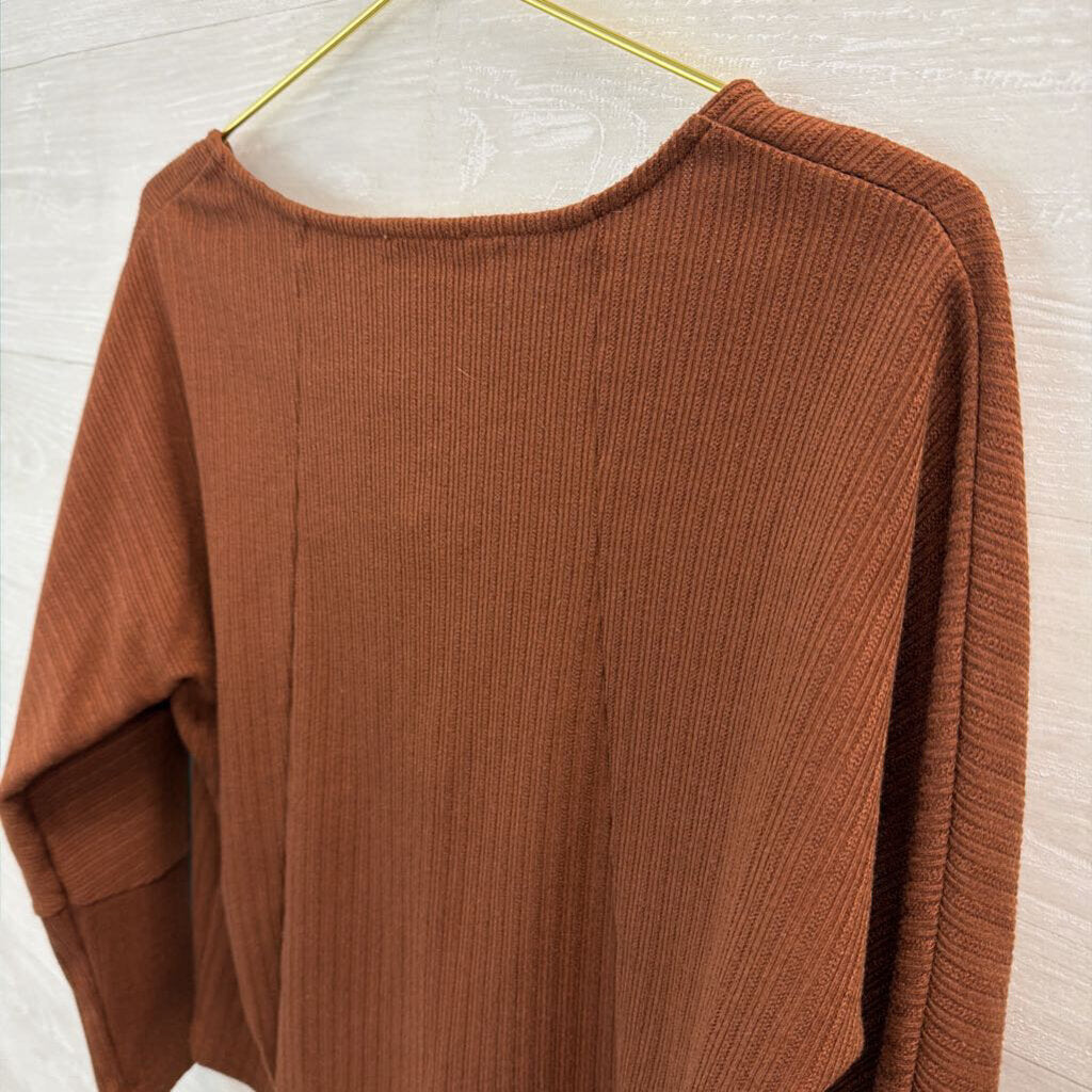 Bohme Brown Hook Up Front Long Sleeve Top Extra Small