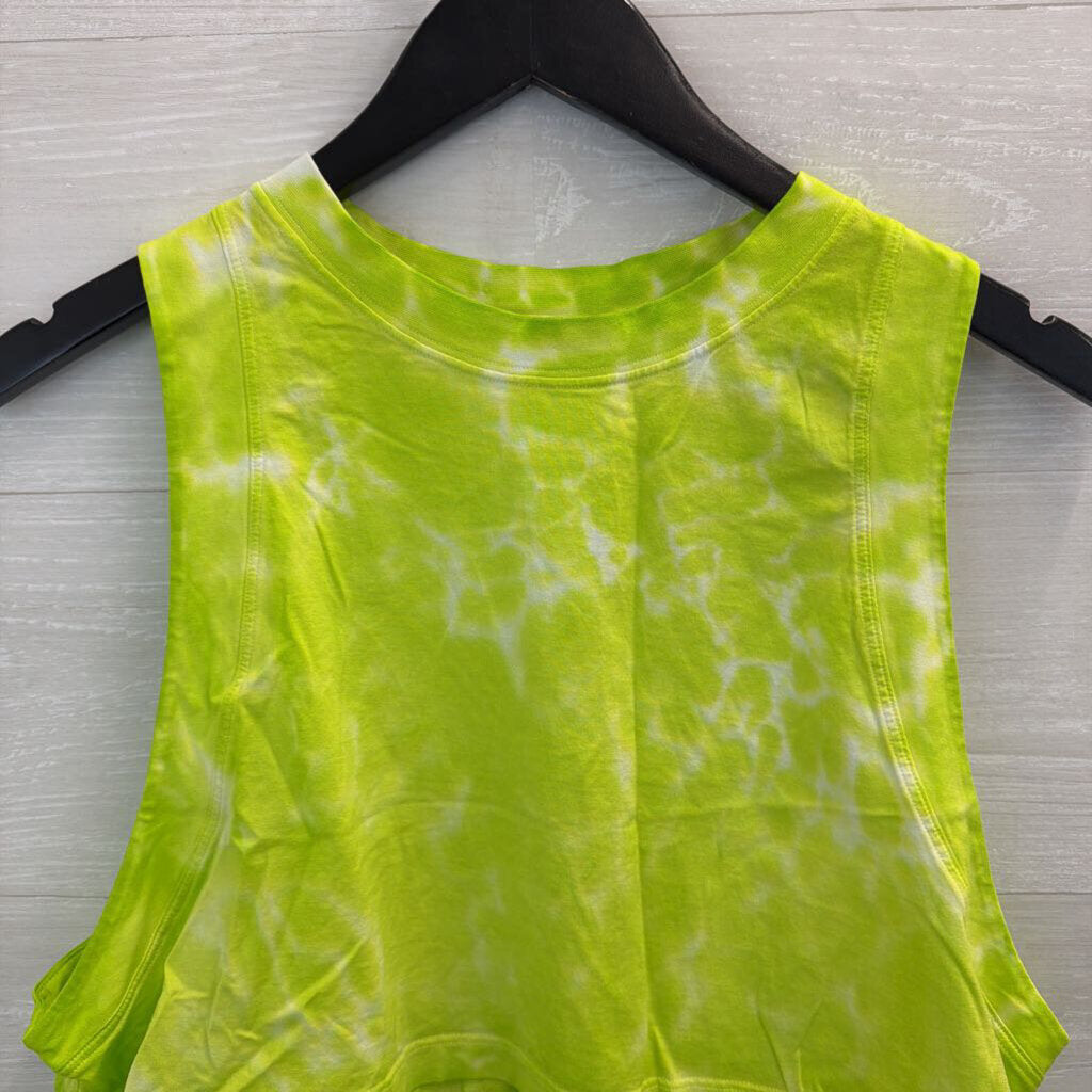 Lululemon Green/ White Tie Dye Wide Arm Hole Cropped Tank Medium