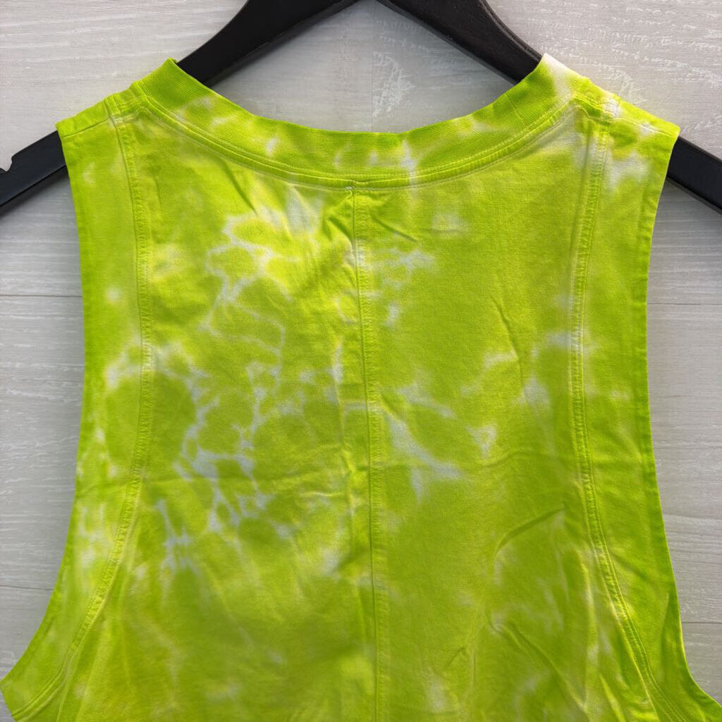 Lululemon Green/ White Tie Dye Wide Arm Hole Cropped Tank Medium