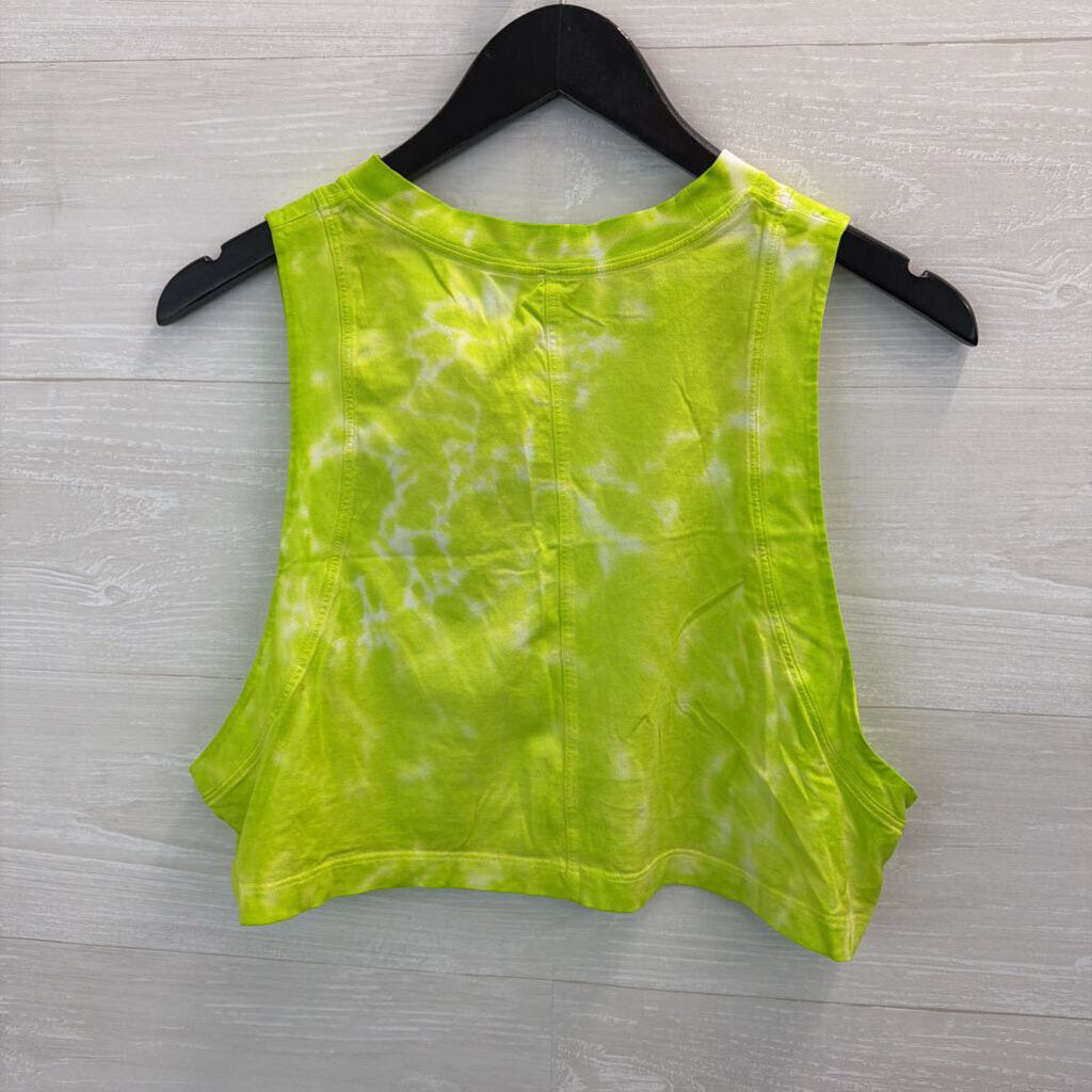 Lululemon Green/ White Tie Dye Wide Arm Hole Cropped Tank Medium